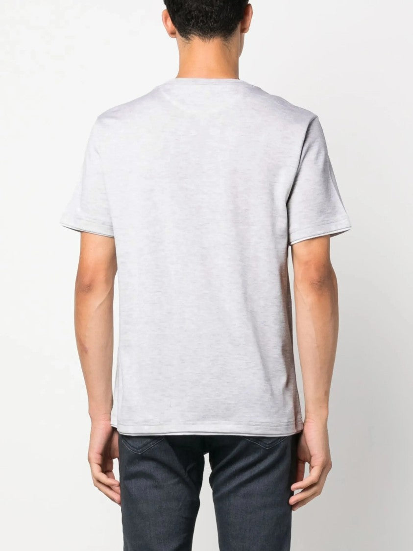Eleventy Classic White Heathered Cotton T-Shirt