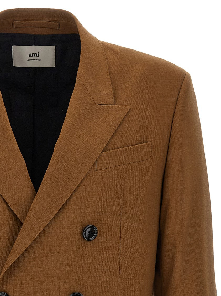 Ami Double-Breasted Light Wool Twill Blazer