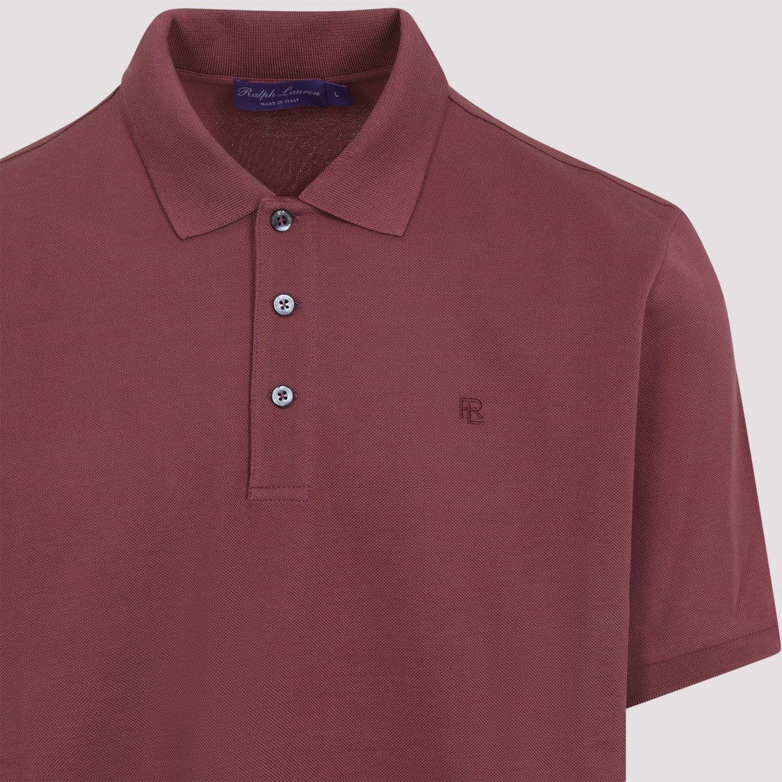 Ralph Lauren X Purple Label Burgundy Cotton Piqué Polo With Tonal Logo Embroidery