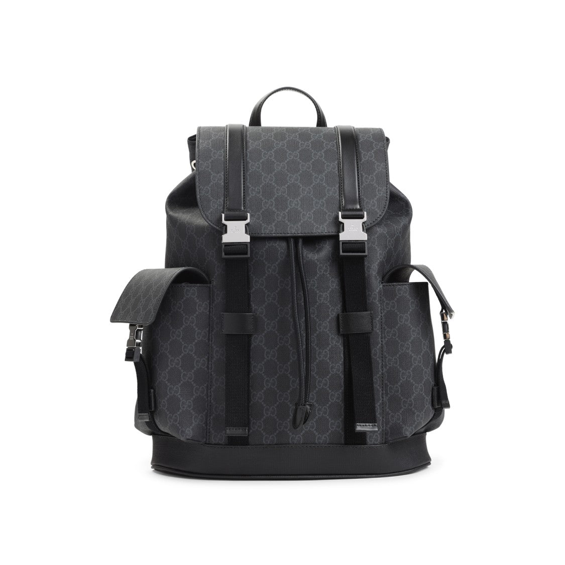 Gucci Structured Grey Fabric Backpack With Monogram Details