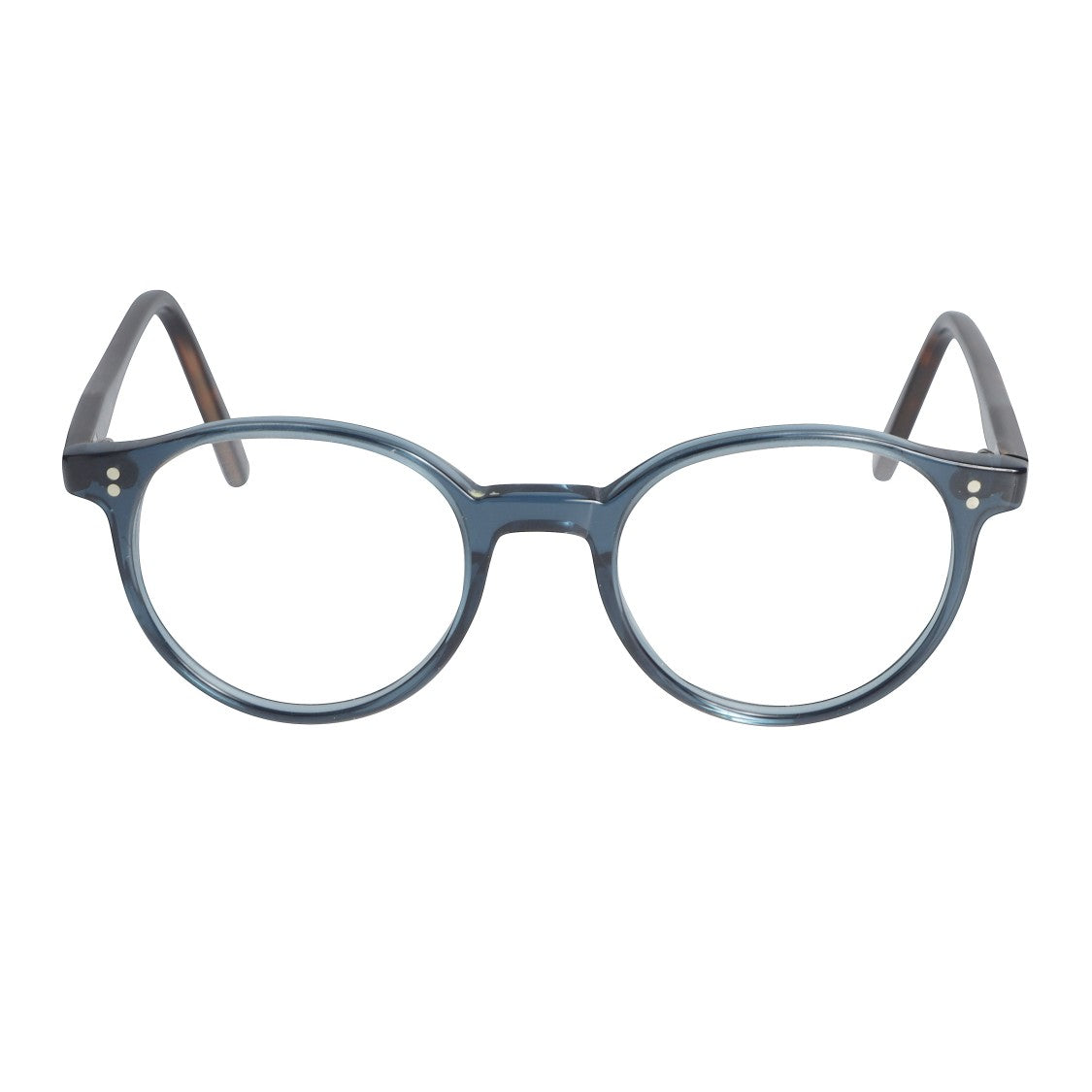 Kador Panto/N Translucent Blue Round Frame Eyeglasses With Tortoiseshell Temples