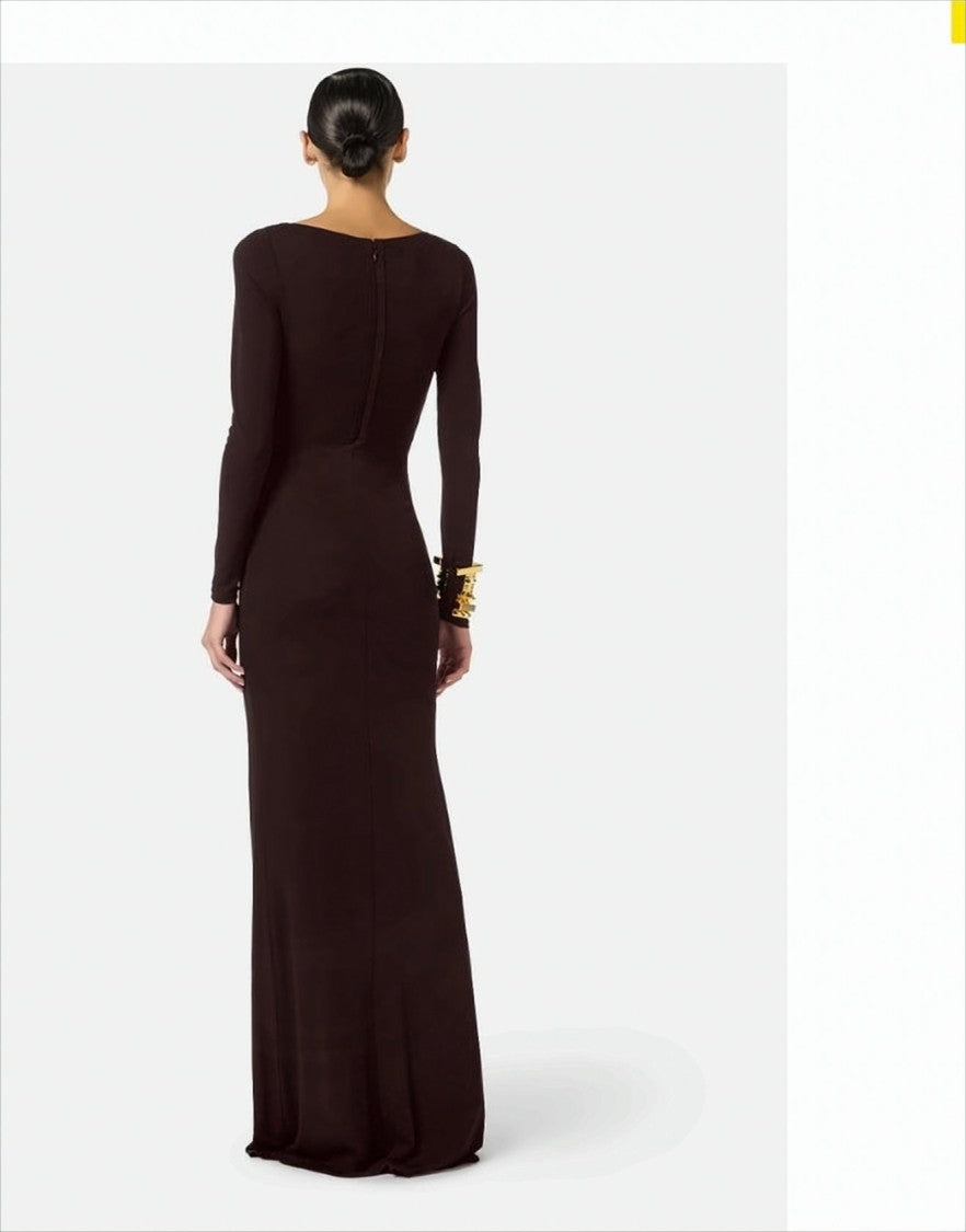 Elisabetta Franchi Red Carpet Dress With Jewel Details