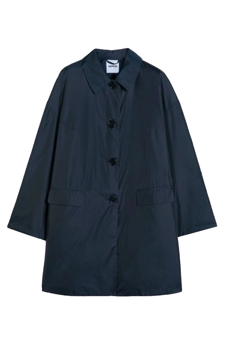 Aspesi Navy Teena Polyamide Four-Button Coat
