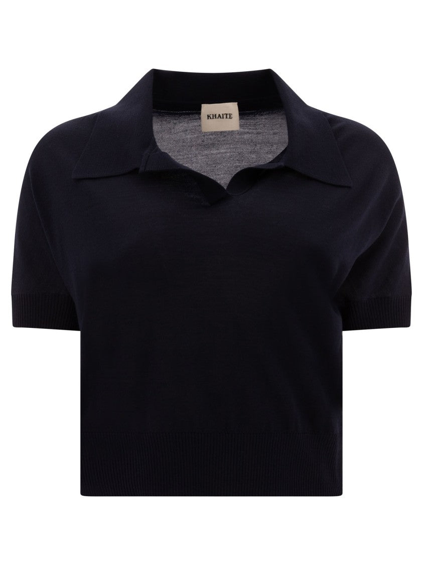 Khaite Cropped Polo Shirt With Minimalist Design