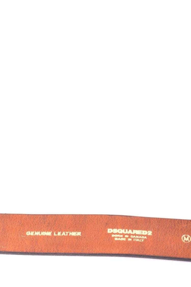 Dsquared2 Slim Brown Leather Belt With Brass Buckle