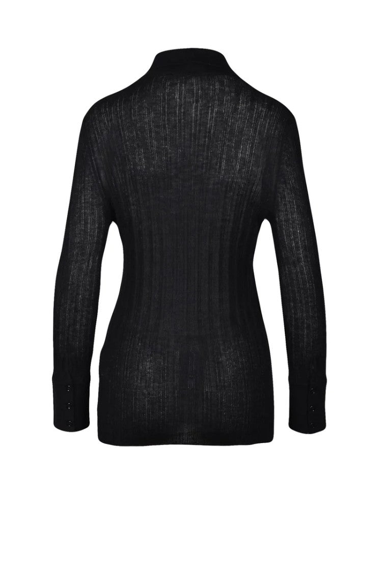 Wild Cashmere Ribbed Cardigan - Black