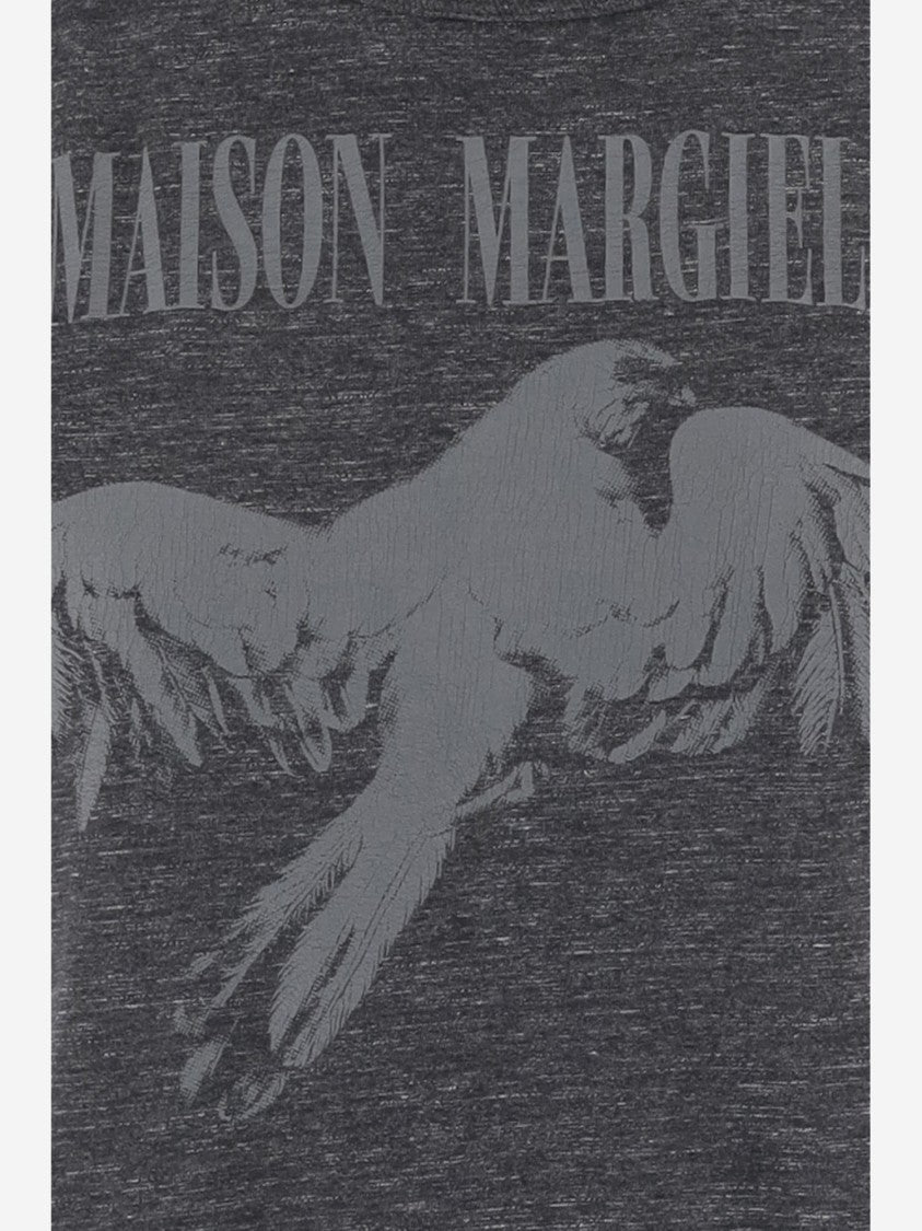 Maison Margiela Cotton Crew Neck T-Shirt With Logo Print