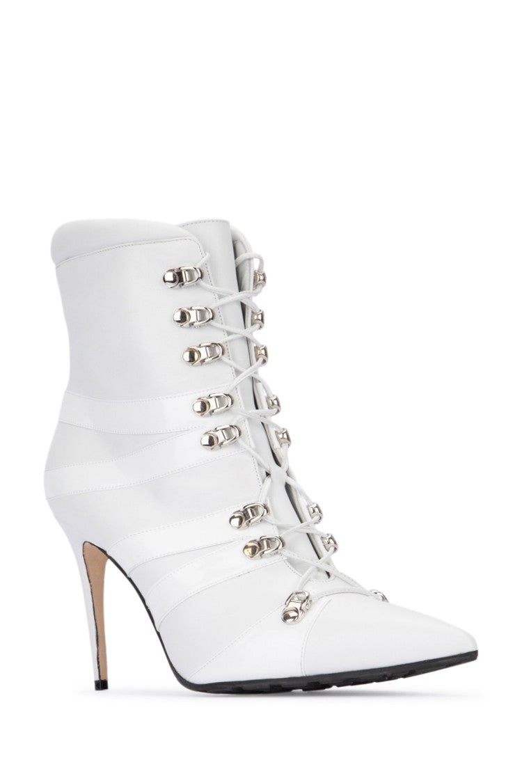 Manolo Blahnik Pointed Toe Ankle Boots With Lace-Up Front
