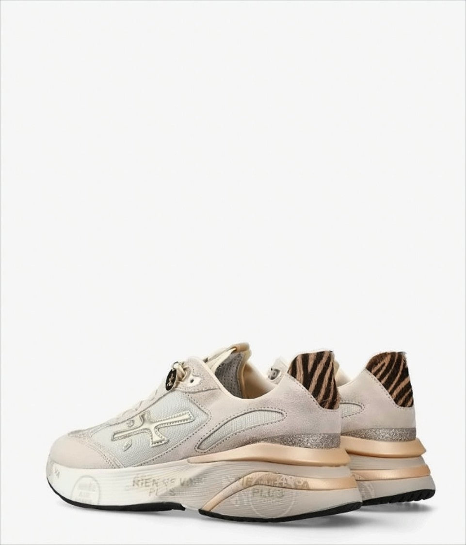 Premiata Suede-Embellished Sneakers With Leopard Print Accents