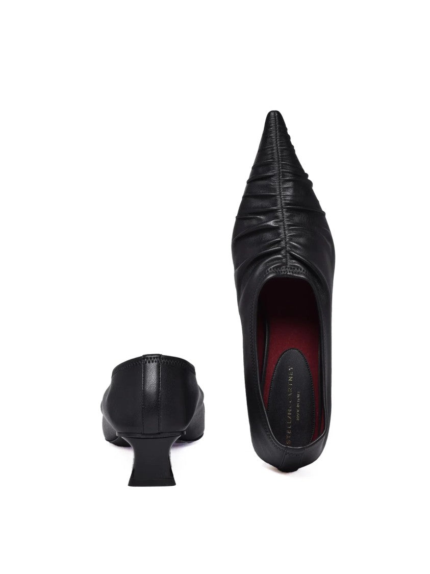 Stella Mccartney Black Gathered Geometric Heel Rubber Pumps
