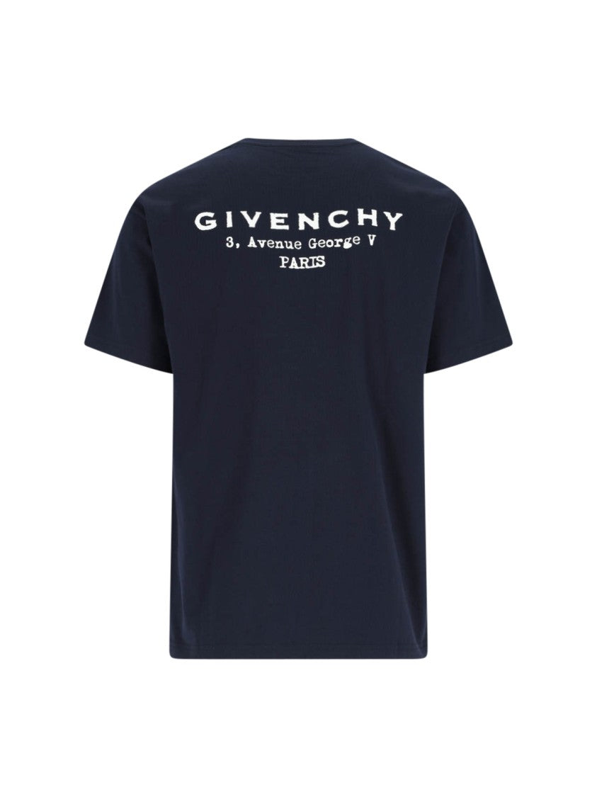 Givenchy Navy Cotton T-Shirt With Bold White Logo Print