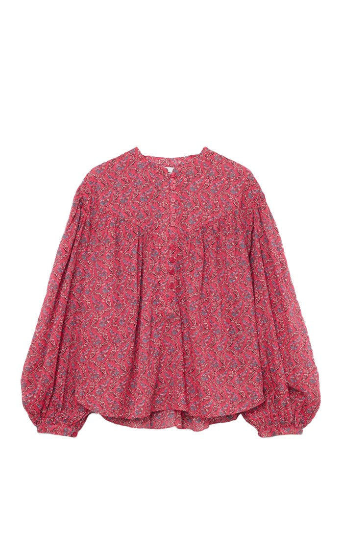 Isabel Marant Floral Print Tunic With Voluminous Sleeves