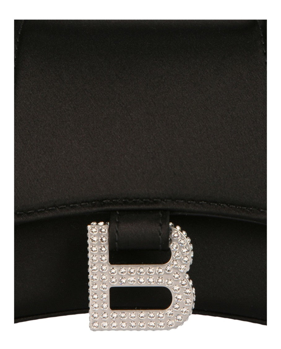 Balenciaga Xs Hourglass Top Handle Bag In Satin And Strass