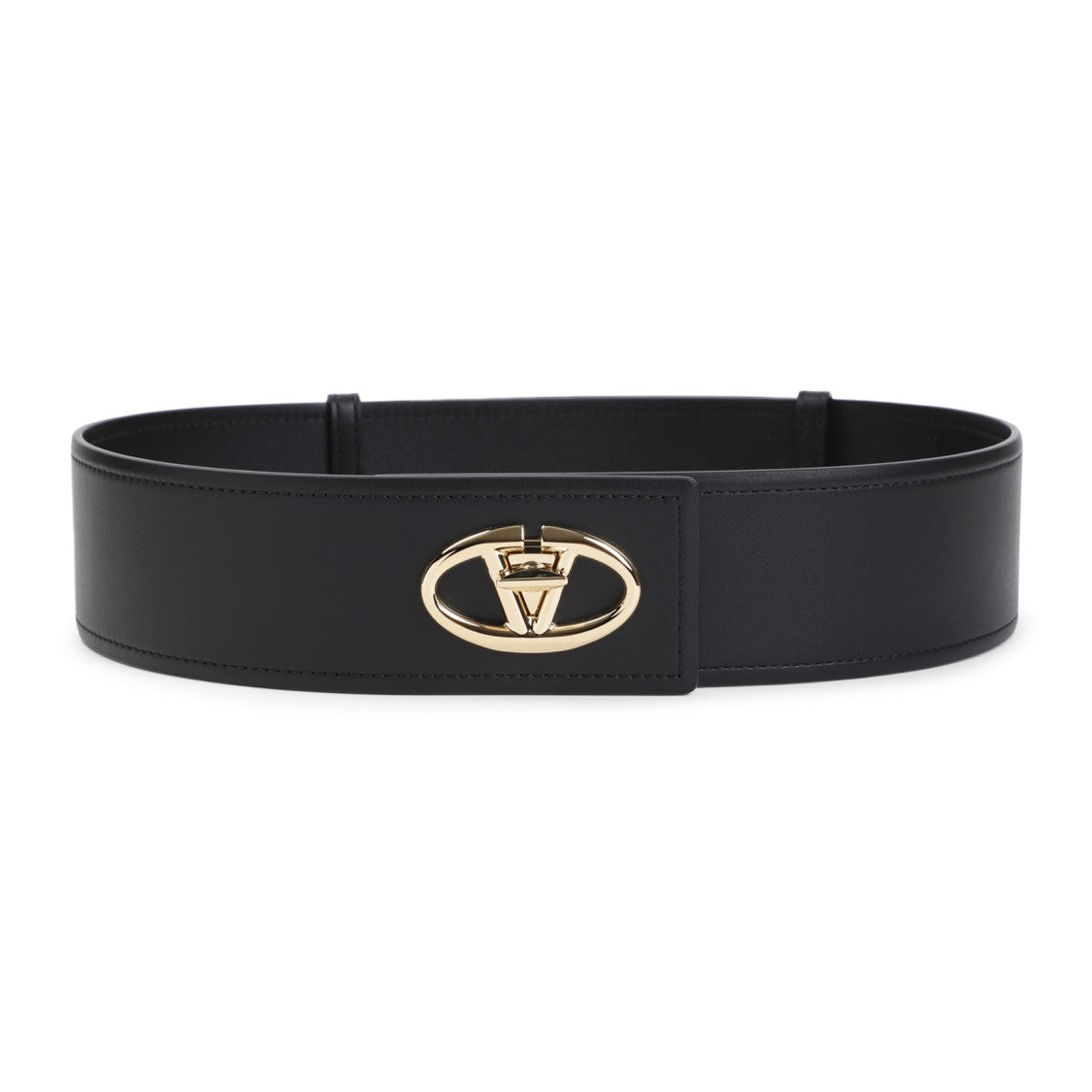 Valentino Vlogo Black Calf Leather Belt