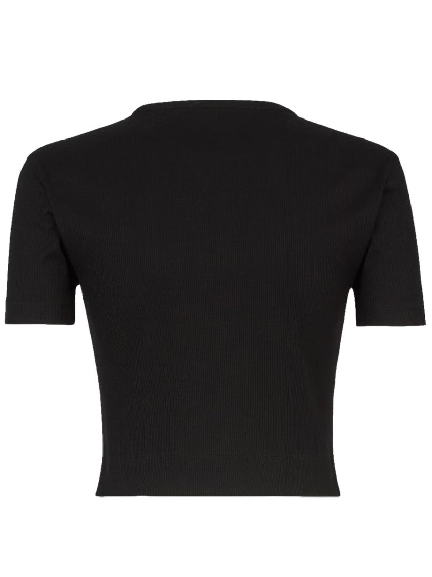 Fendi Ribbed Logo Cotton Cropped Top