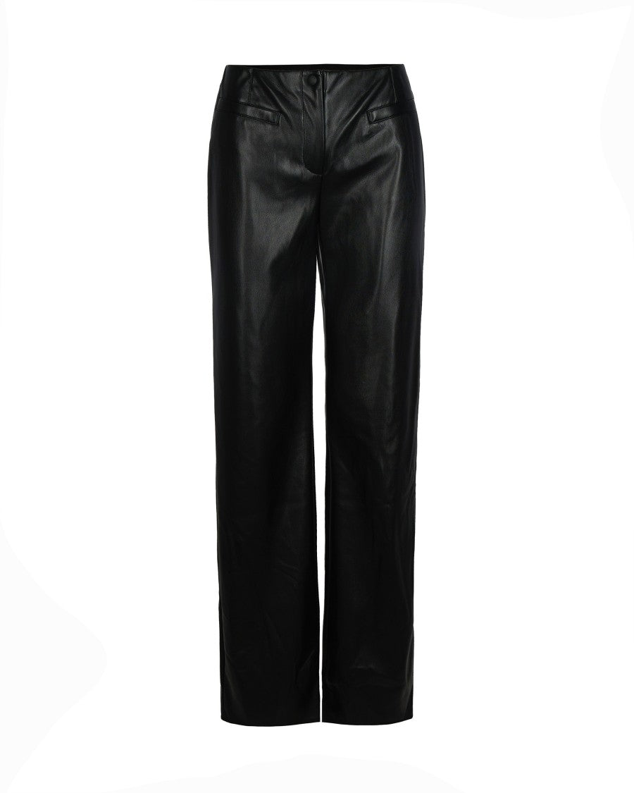 Patrizia Pepe Black Coated Fabric Flare Trousers