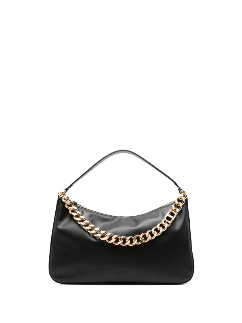Twin-Set Black Crossbody Bag With Chain Strap