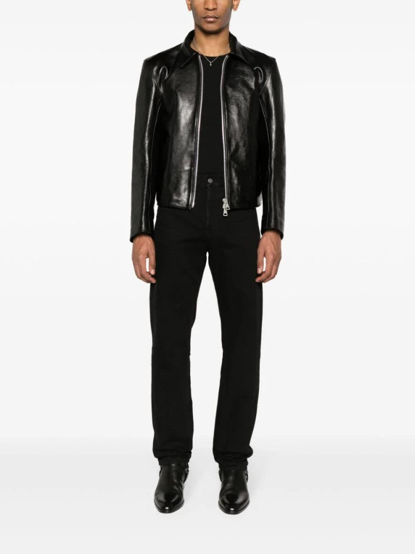 Saint Laurent Black Straight-Leg Structured Denim Jeans