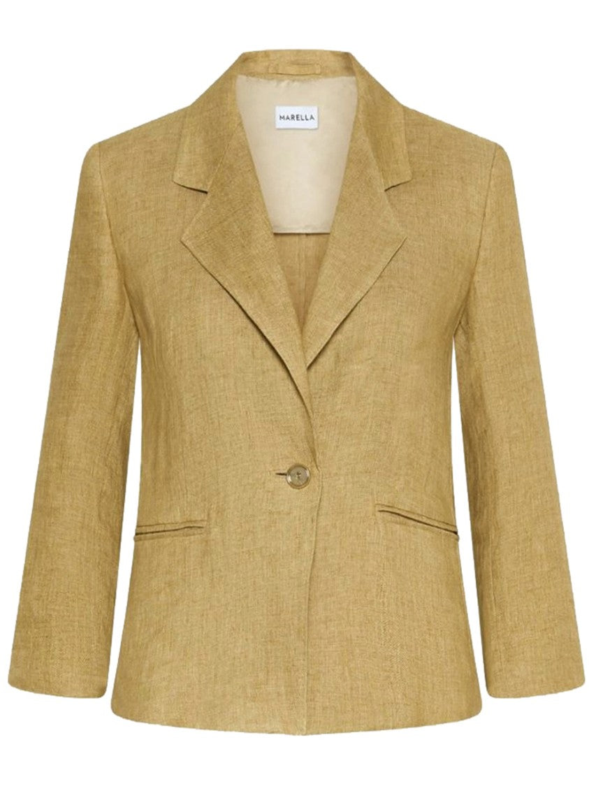 Marella Black Mllcardato Tailored Linen Blazer