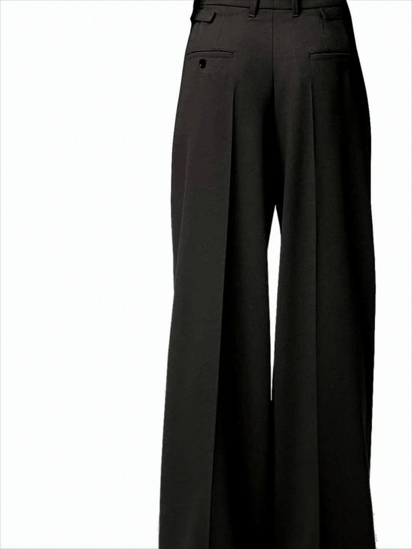 Ami Tailored Black Straight-Leg Pants With Front Pleats