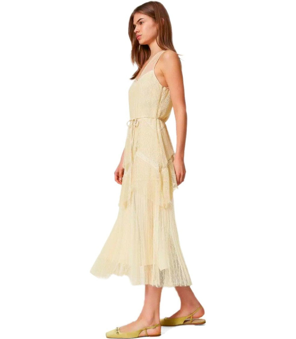 Twin-Set Vanilla Long Pleated Dress