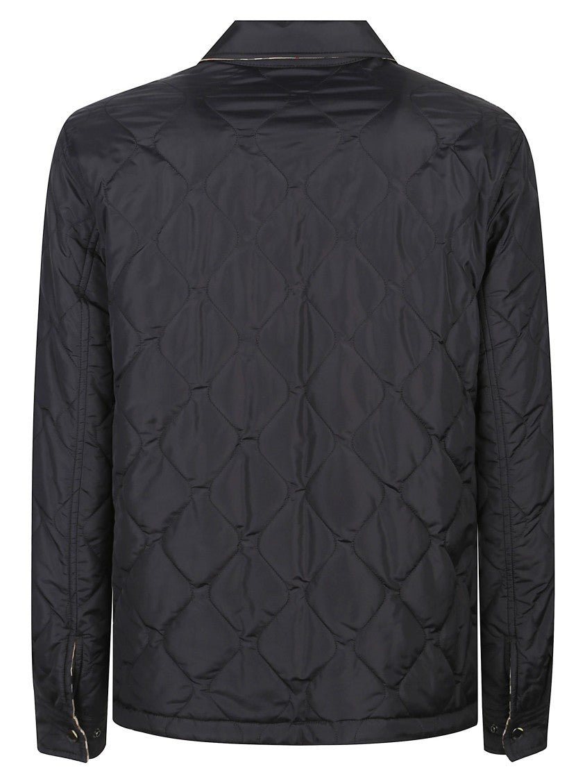 Burberry Reversible Black And Beige Check Quilted Jacket