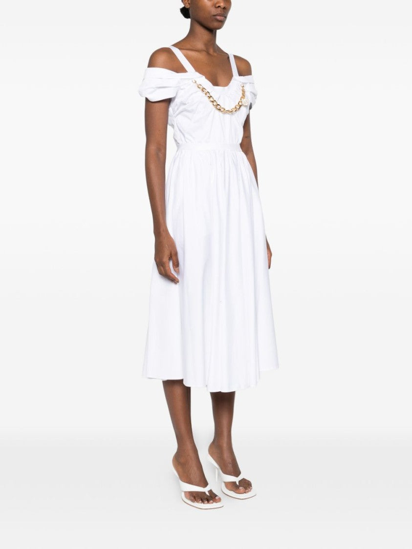Elisabetta Franchi Off-Shoulder Midi Dress With Flared Skirt