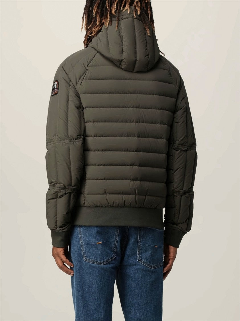 Parajumpers Quilted Grey Padded Jacket With Hood And Distinctive Strap