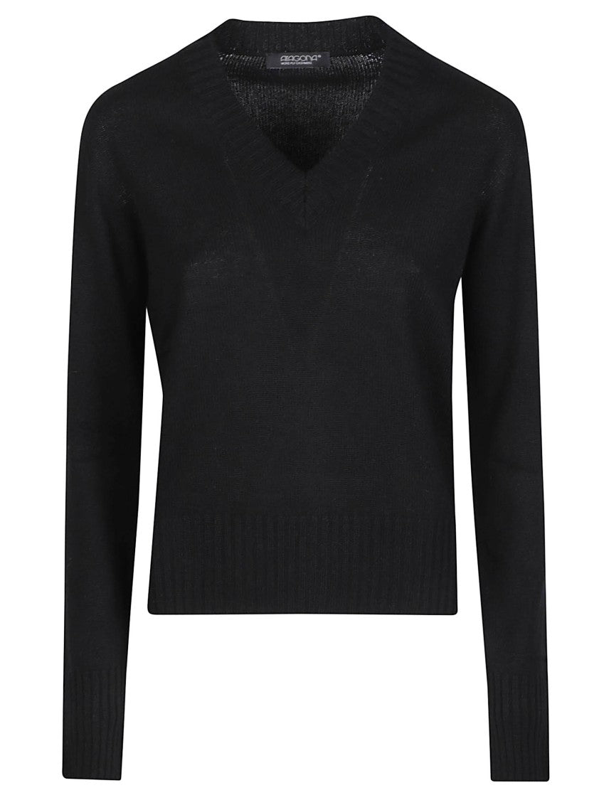 Aragona Ribbed Cashmere V-Neck Sweater