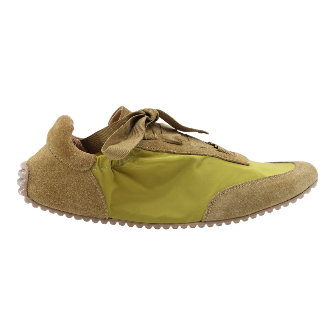 Odissi Low-Profile Olive Green Sneakers With Tan Suede Accents