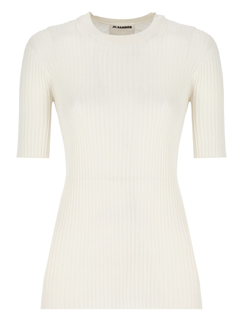 Jil Sander Ivory Silk T-Shirt
