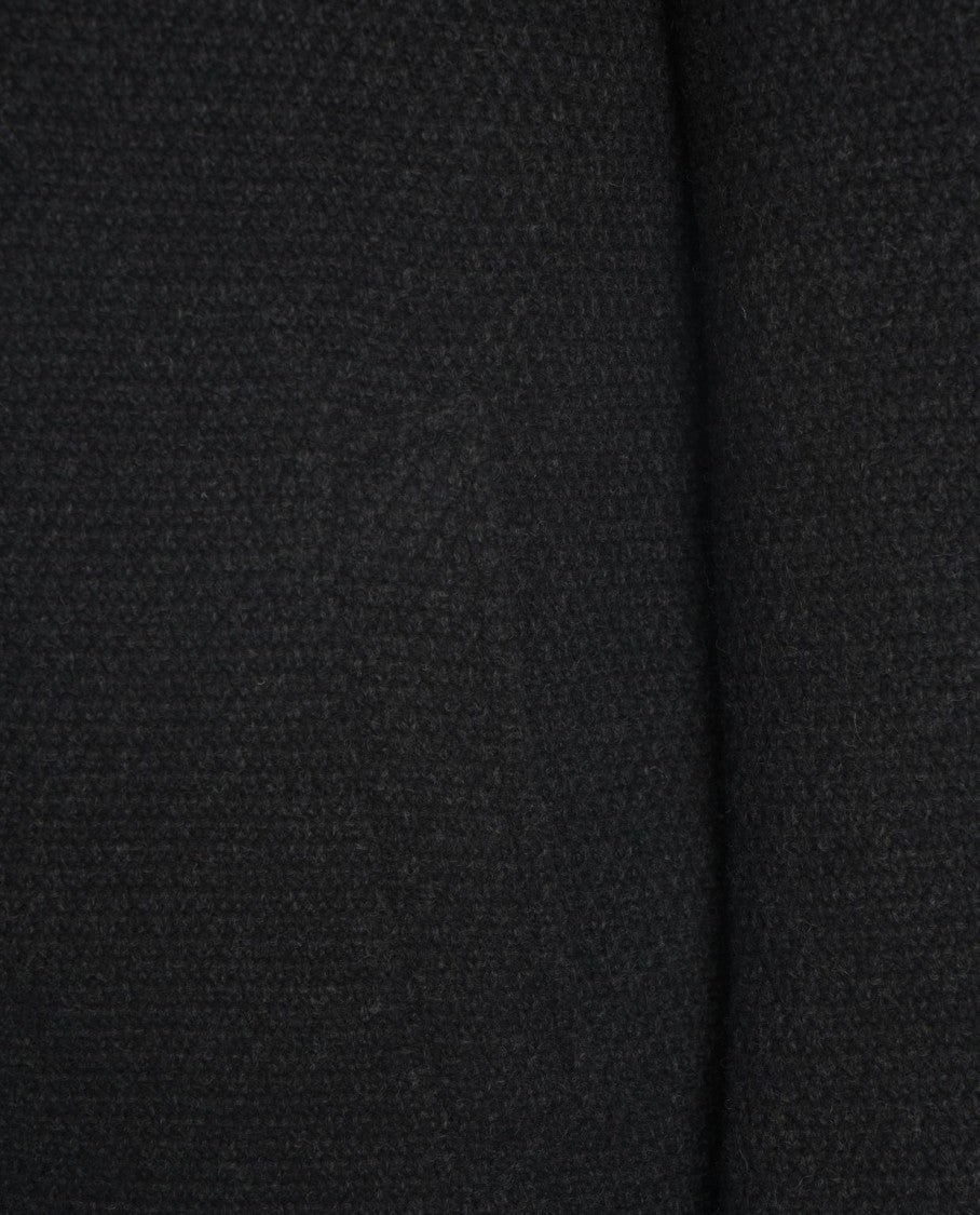 Gimo's Single-Breasted Black Wool Coat With Tailored Fit And High Collar