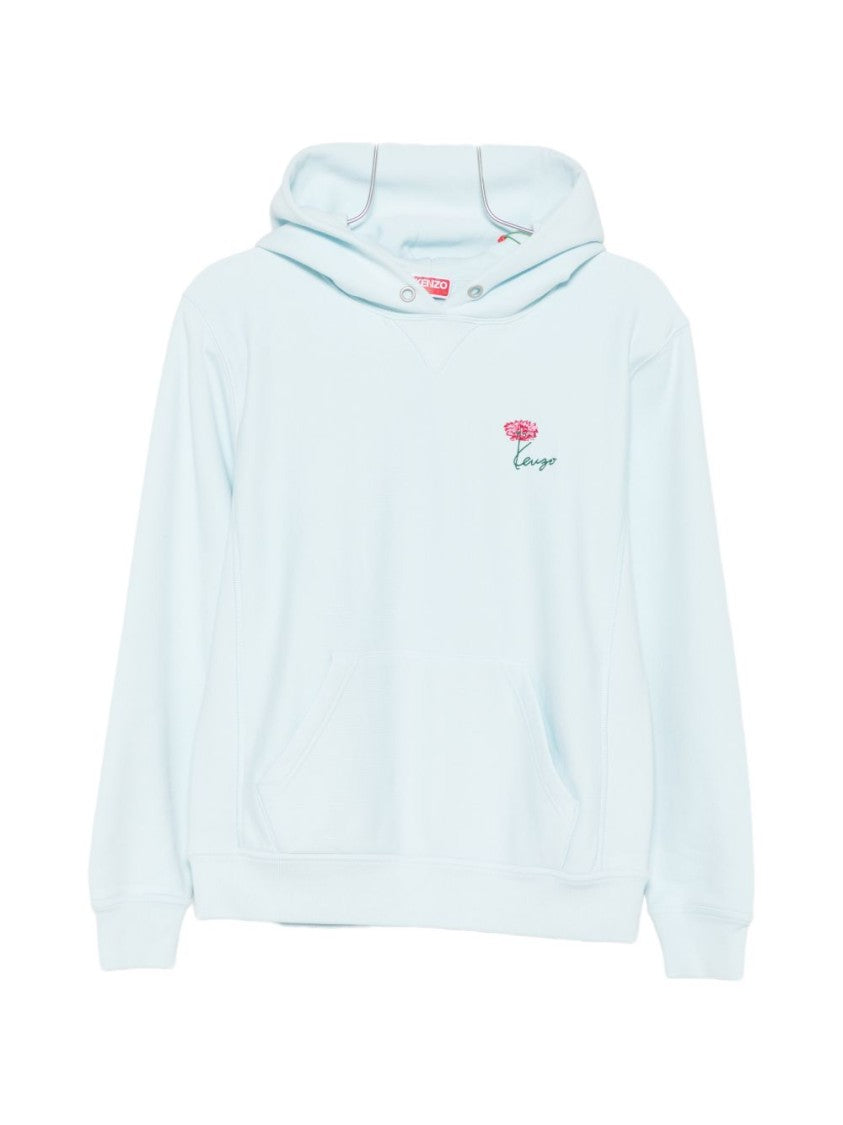 Kenzo Light Blue Embroidered Flower Hooded Sweatshirt