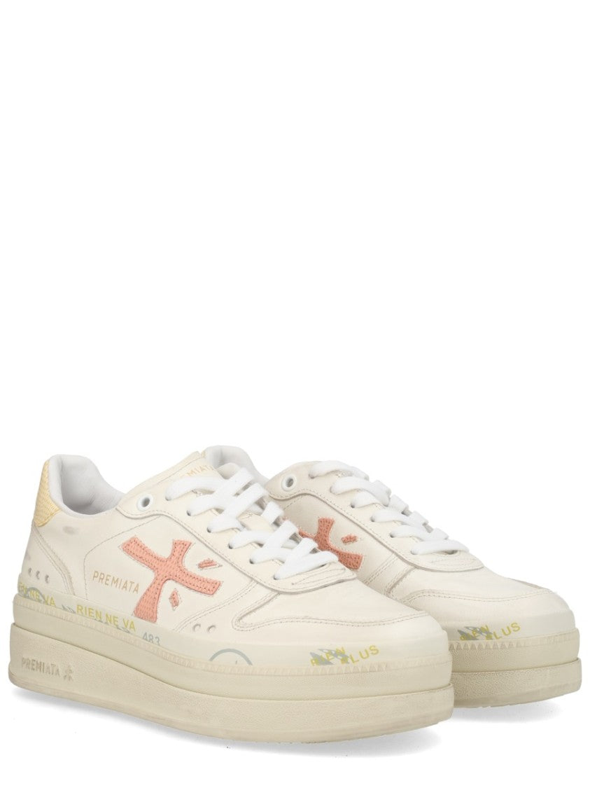 Premiata Micol Calfskin Elevated Sole Sneakers