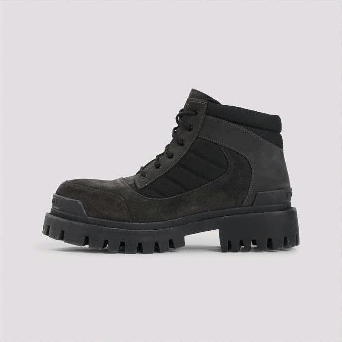 Balenciaga Rugged Black Lace-Up Boots With Calf Leather