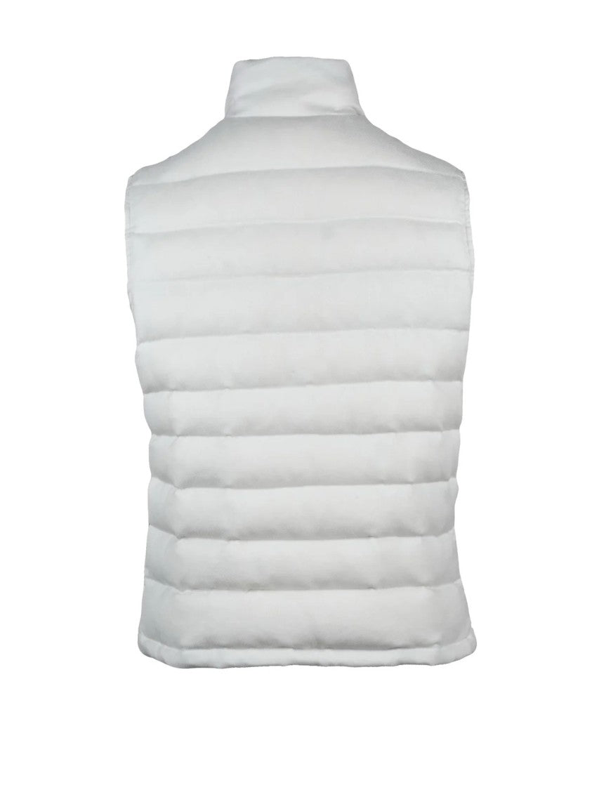 Eleventy White Centogrammi Linen Wool Silk Vest