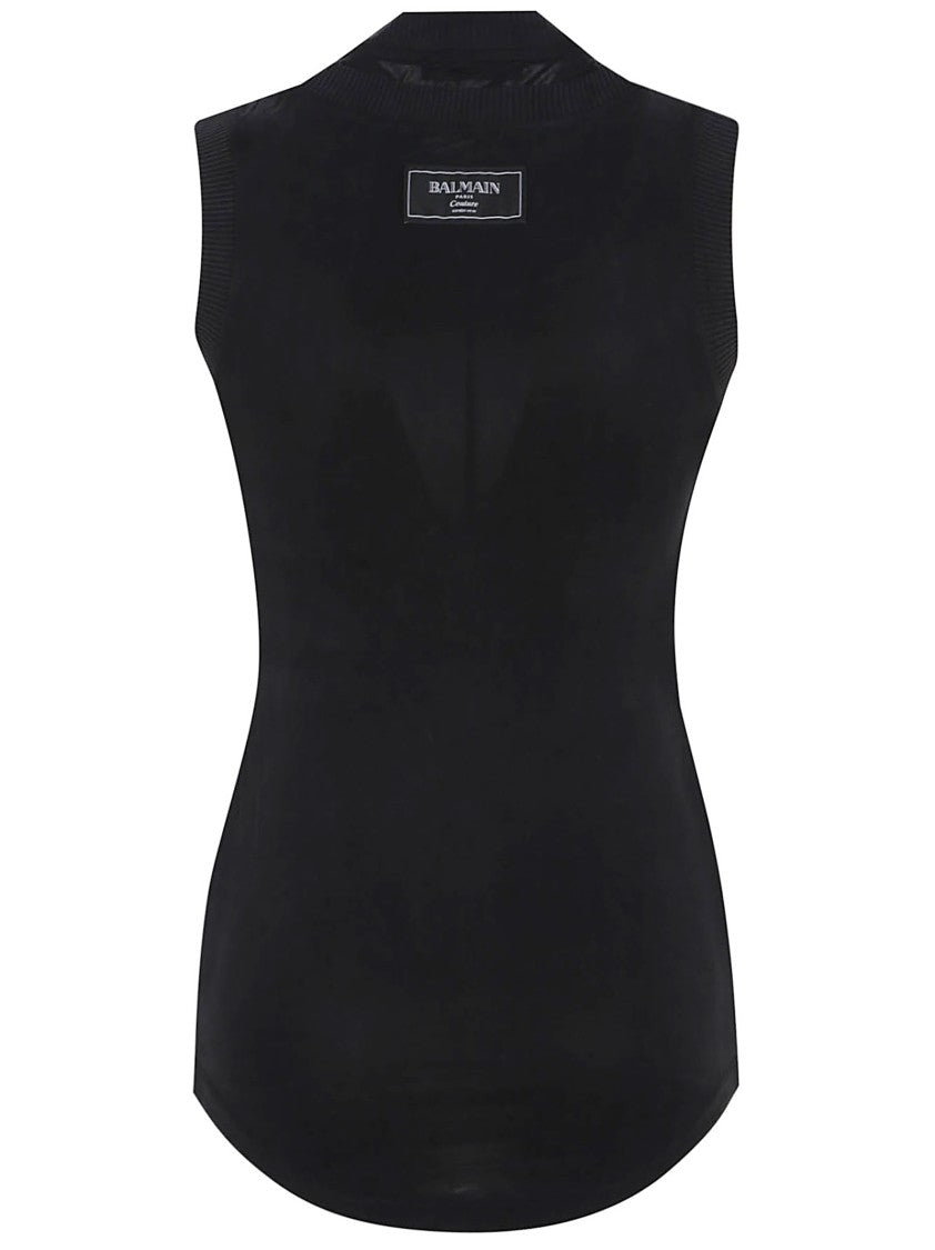 Balmain Sl Double Collar Twisted Tank Top