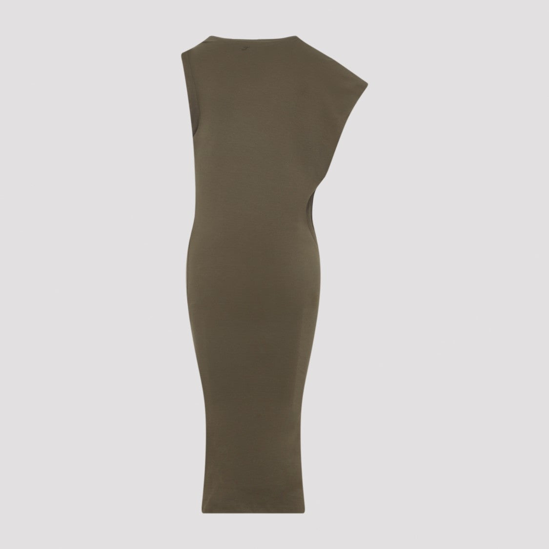 Jacquemus Asymmetrical One-Shoulder Midi Dress In Muted Olive Green