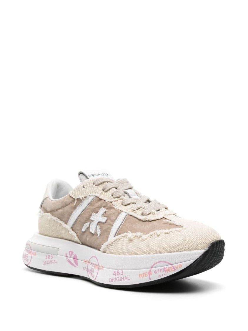 Premiata Layered Beige And Cream Sneakers