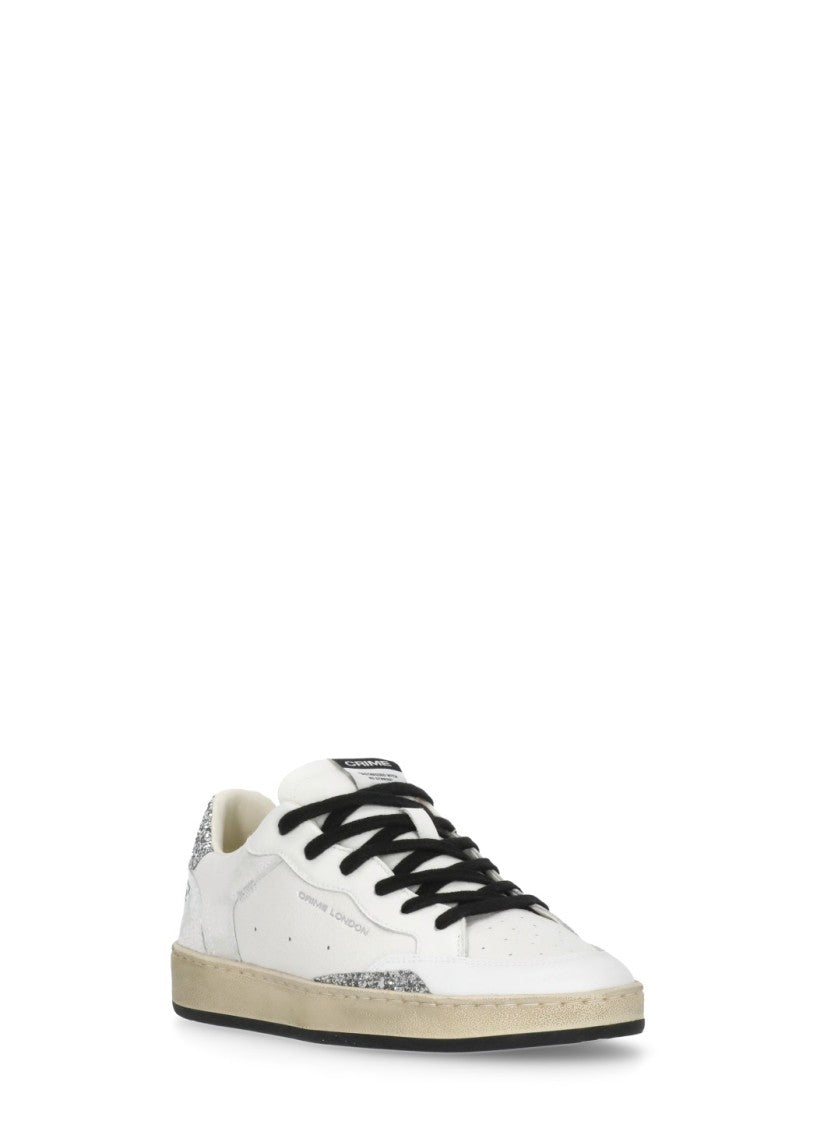 Crime London White Chelsea Used Effect Glitter Sneakers