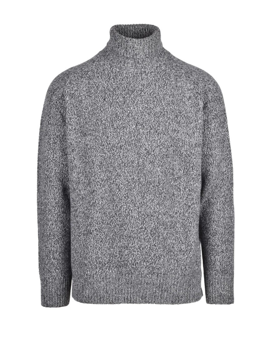 Baturo Grey/Black High Neck Wool Sweater