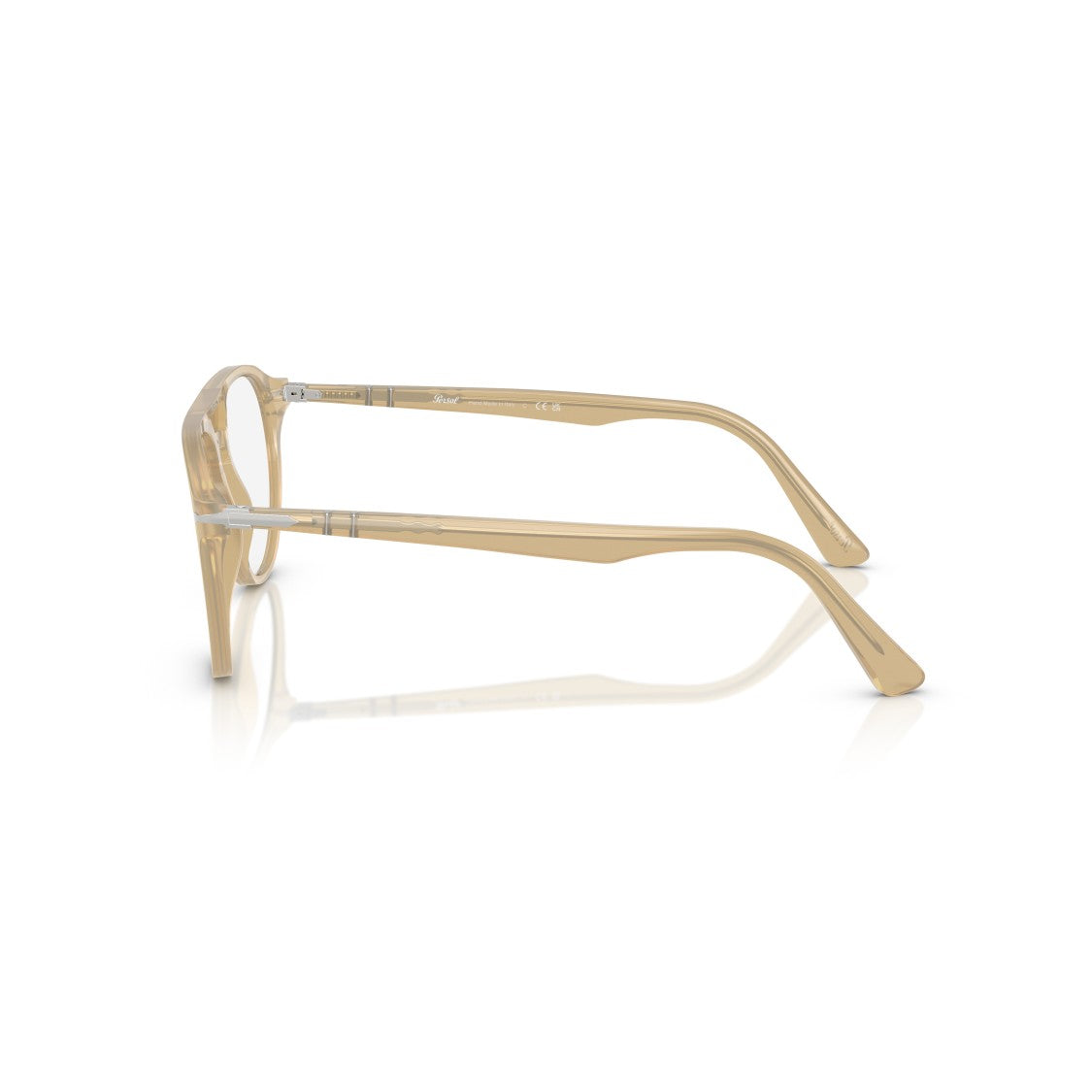 Persol Translucent Beige Acetate Aviator Eyeglasses With Double Bridge