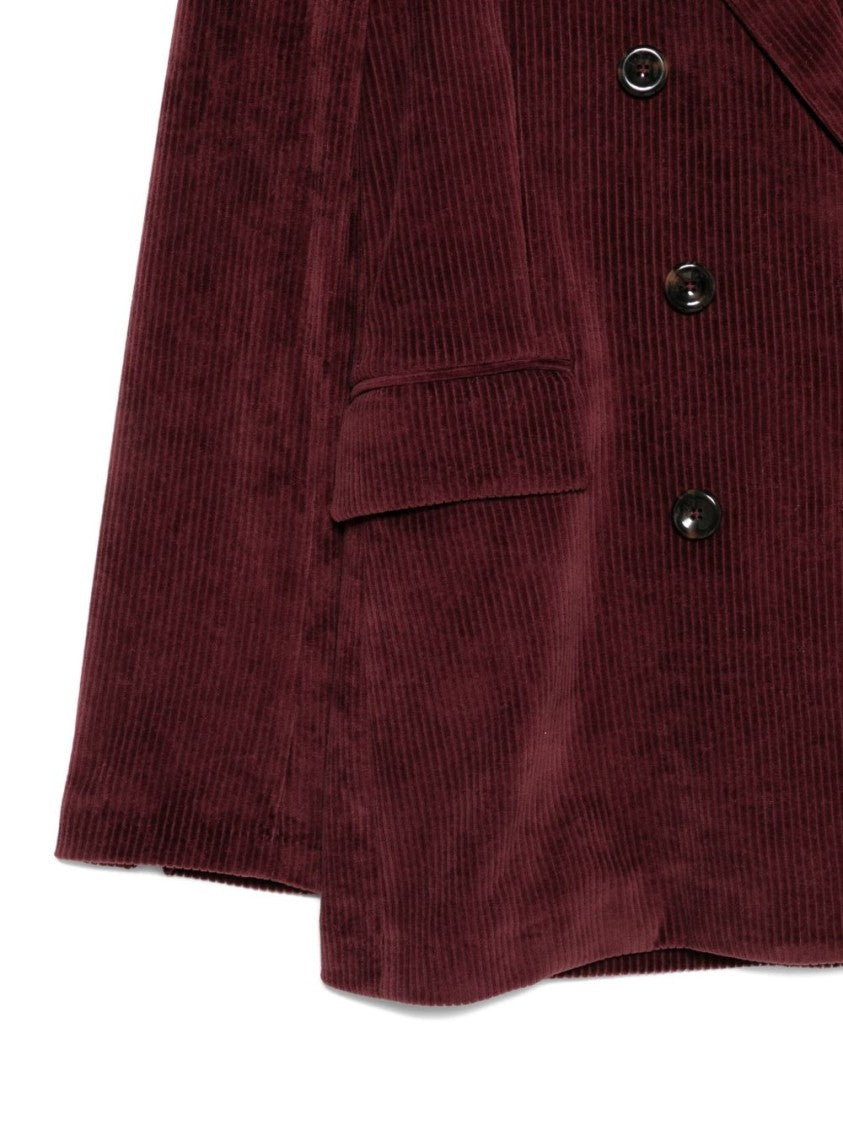 Circolo 1901 Bordeaux Corduroy Jacket With Double-Breasted Front