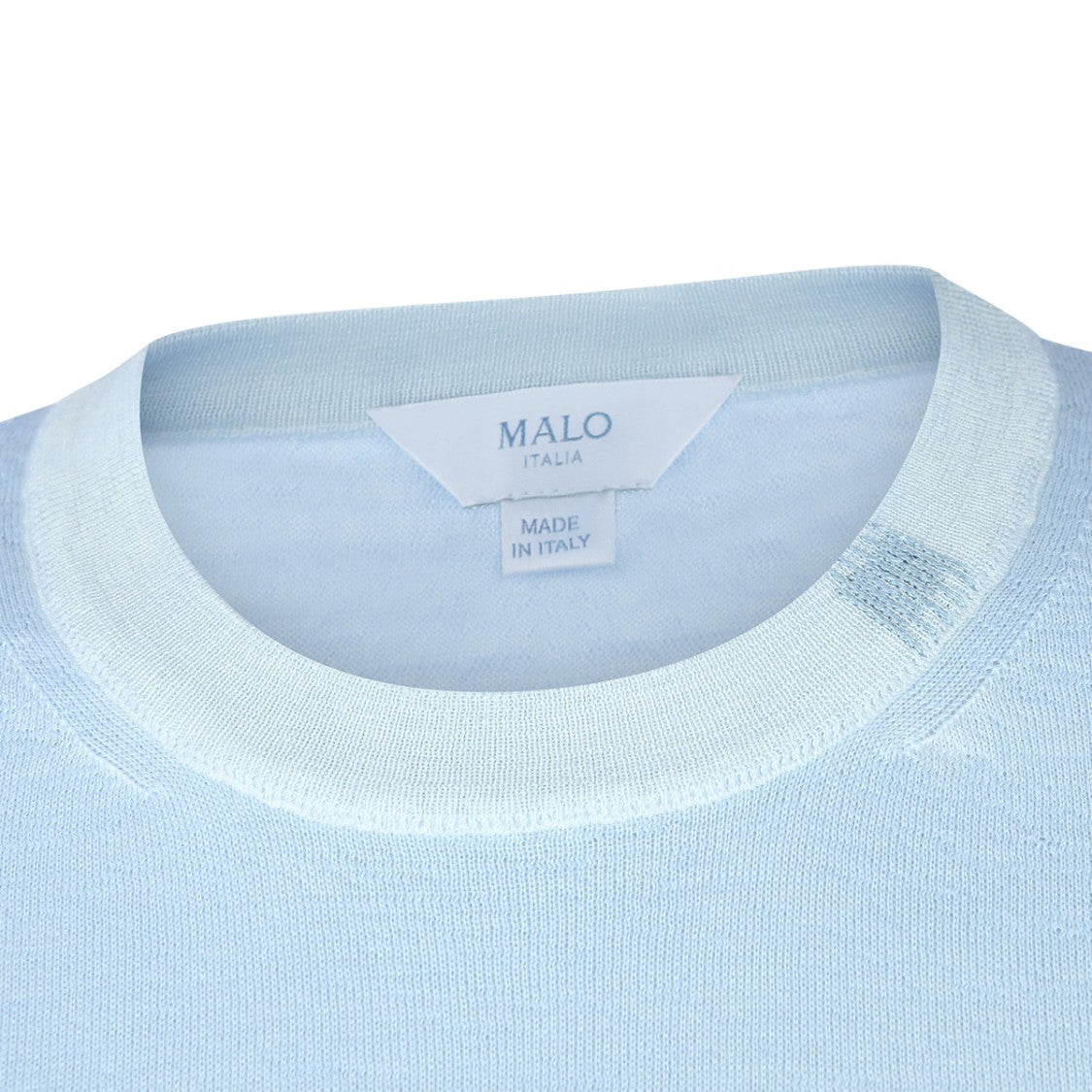 Malo Light Blue Wool Knitwear With Crew Neck And Short Sleeves