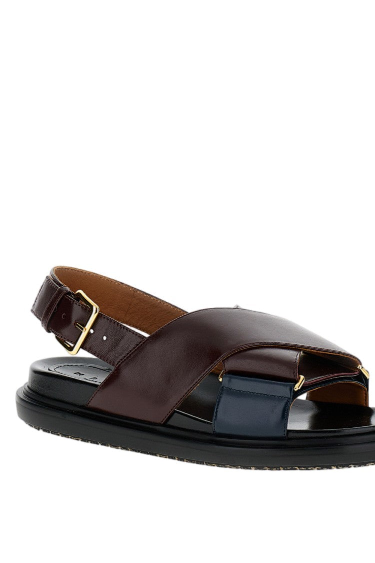 Marni Bicolor Fussbett Sandals With Adjustable Buckle And Colorblock Design