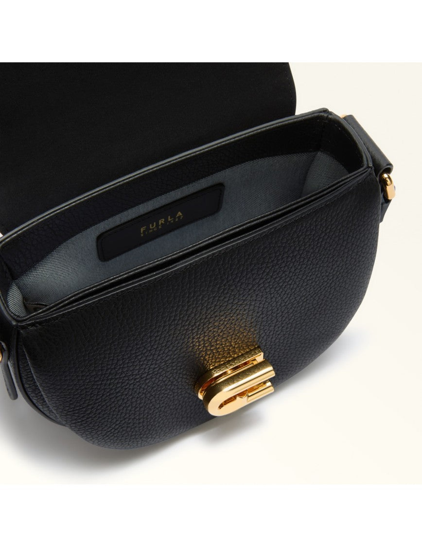 Furla Lotus Mini Leather Shoulder Bag Black Color