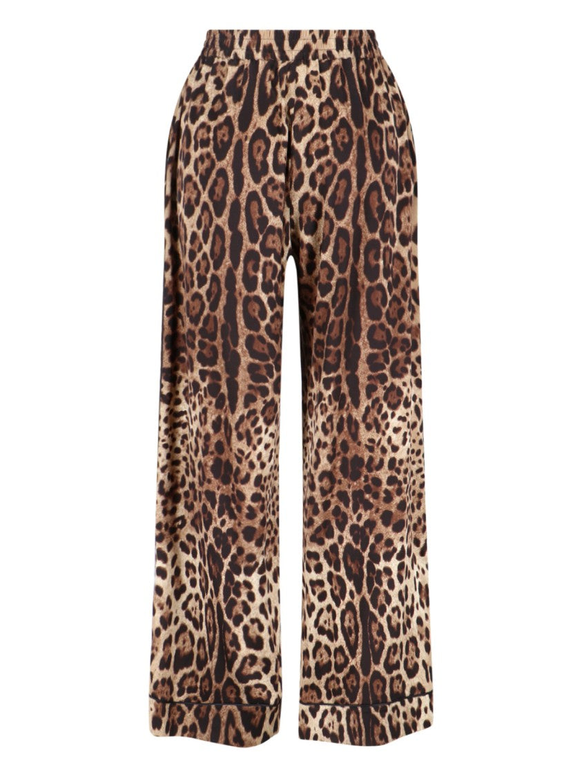 Dolce & Gabbana Multicolor Animal Print Silk Wide-Leg Pants
