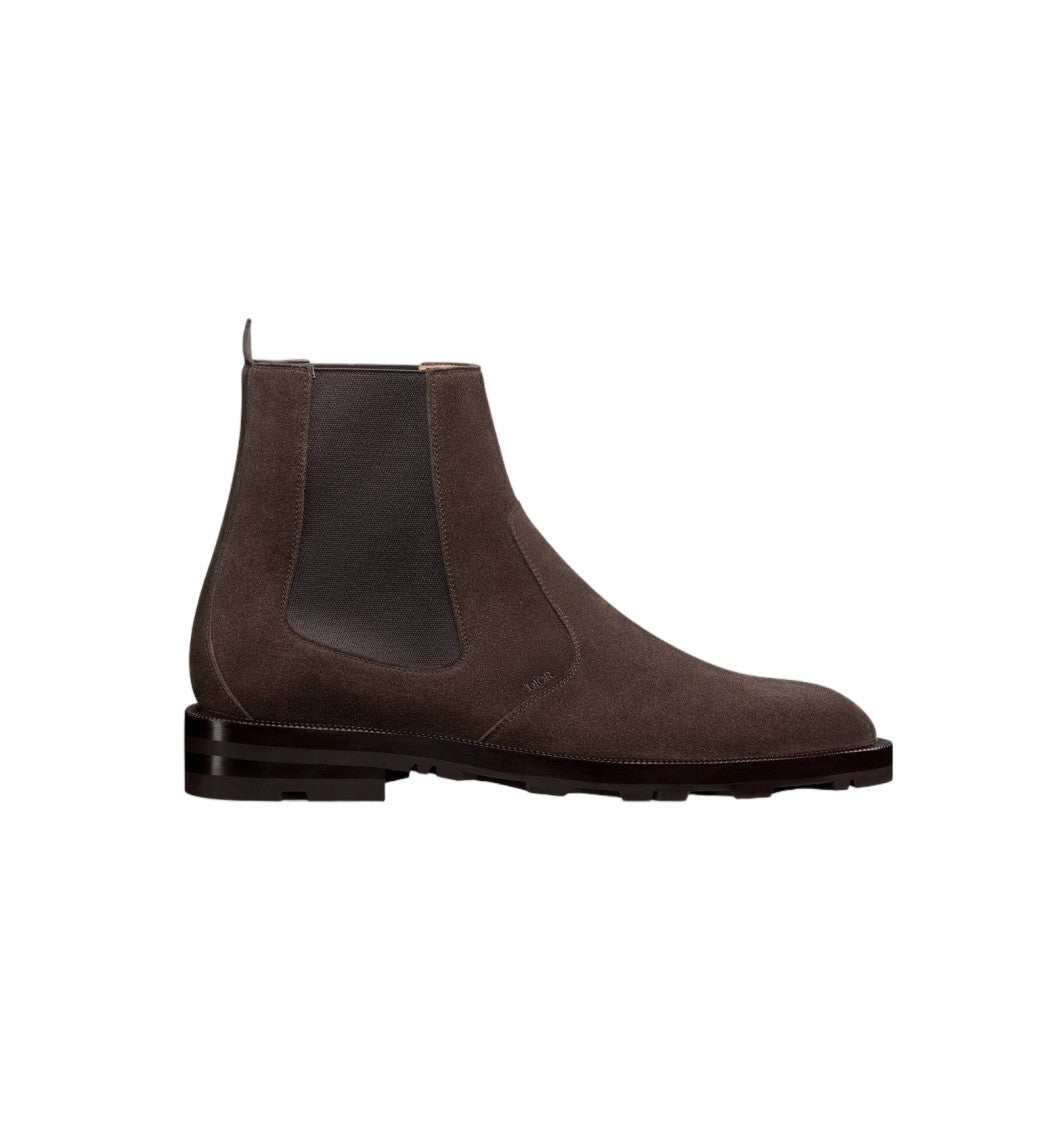 Christian Dior Brown Suede Elastic Side Chelsea Boots
