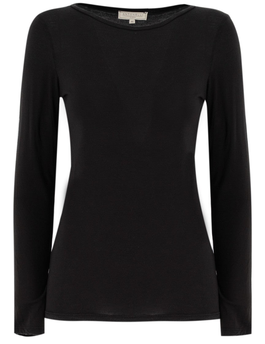 Antonelli Black Sweater With Boat Neck
