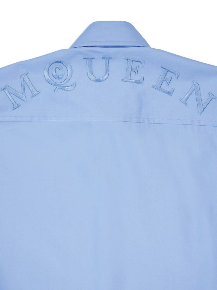 Alexander Mcqueen Jermyn St. Blue Utility Cotton Shirt